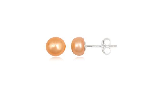 cercei perle orange 6 mm