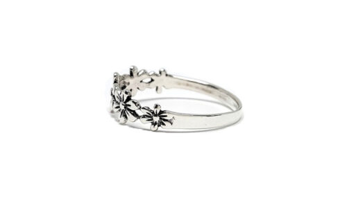 inel din argint cu flori