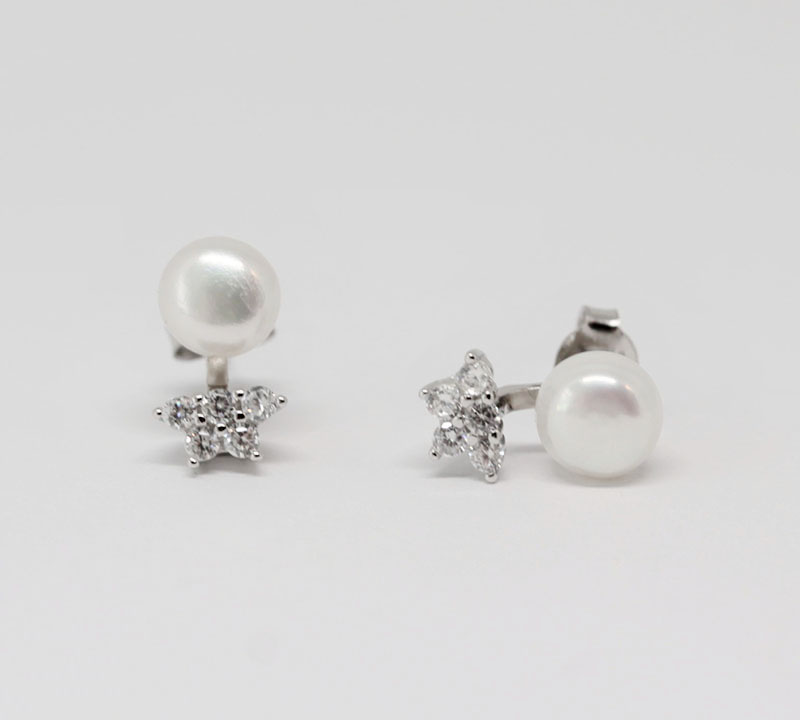 coupon Tree downstairs Cercei cu perle si flori din argint | Bijuterii din argint deosebite | La  Femme Coquette