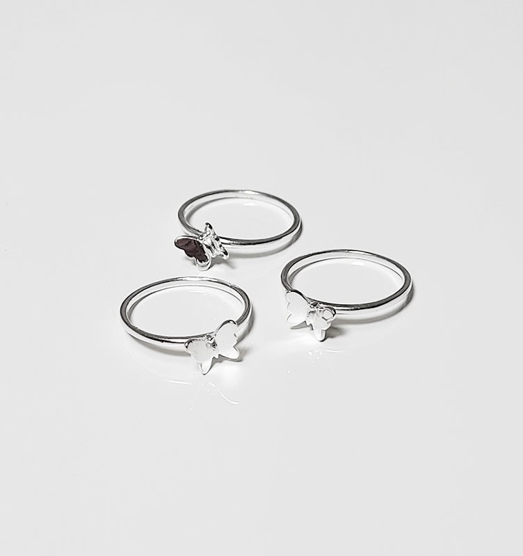 check analogy Tremble Set de trei inele cu fluturi | Bijuterii din argint deosebite | La Femme  Coquette
